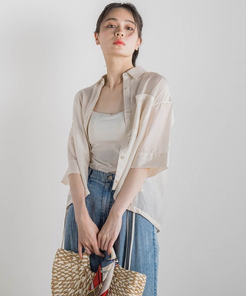 Droite lautreamont(ドロワットロートレアモン)の「シアーシャツ≪手洗い可能≫(シャツ/ブラウス・レディース・イエロー/グリーン/ピンク・M)」の17枚目の写真