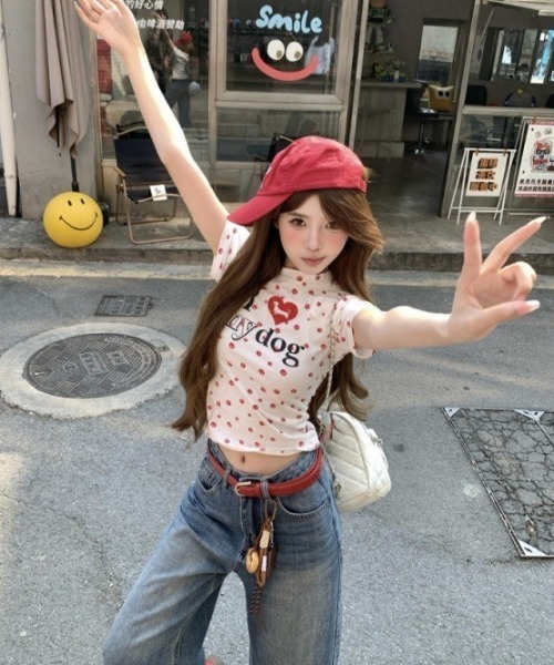 SHEPP(シープ)の「I LOVE MY DOG T -shirt アイラブマイドッグTシャツ(Tシャツ/カットソー・レディース・グレー/レッド・M)」の14枚目の写真