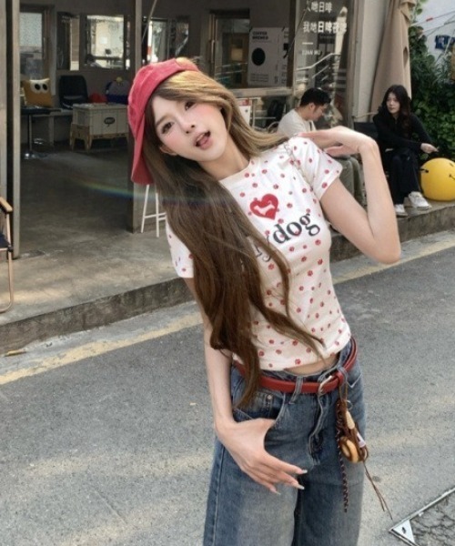 SHEPP(シープ)の「I LOVE MY DOG T -shirt アイラブマイドッグTシャツ(Tシャツ/カットソー・レディース・グレー/レッド・M)」の15枚目の写真