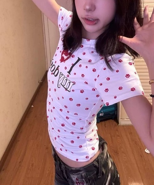 SHEPP(シープ)の「I LOVE MY DOG T -shirt アイラブマイドッグTシャツ(Tシャツ/カットソー・レディース・グレー/レッド・M)」の17枚目の写真