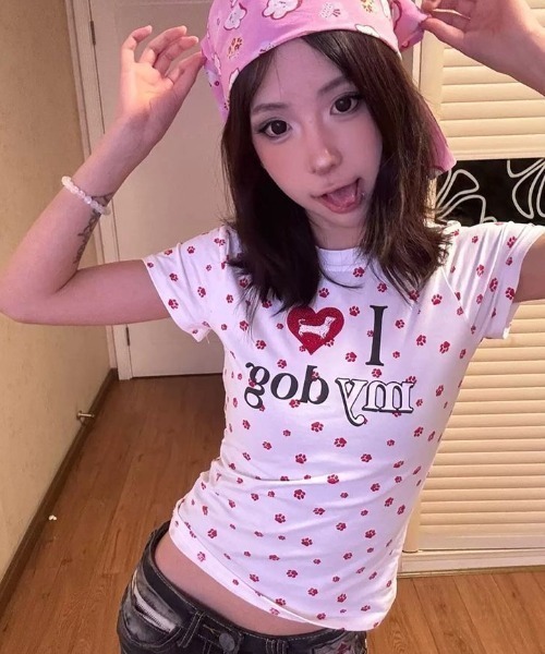SHEPP(シープ)の「I LOVE MY DOG T -shirt アイラブマイドッグTシャツ(Tシャツ/カットソー・レディース・グレー/レッド・M)」の16枚目の写真