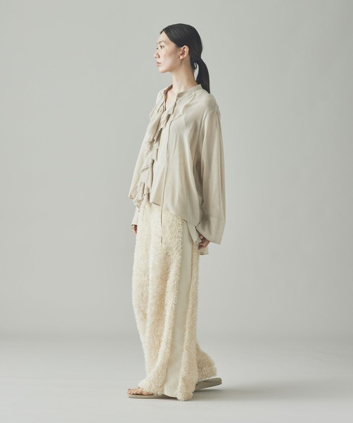 今期カレンソロジー　ウールミックスボイルフリルブラウス Curensology(カレンソロジー)/ウールミックスボイルフリル