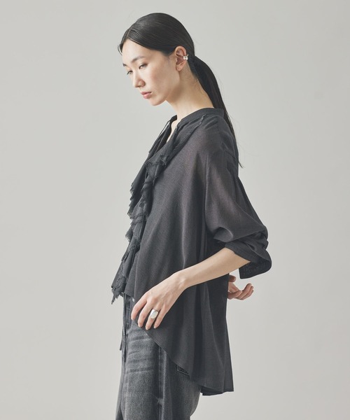 Curensology(カレンソロジー)/ウールミックスボイルフリルブラウス