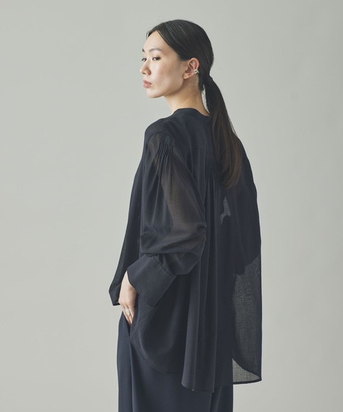 Curensology(カレンソロジー)の「Curensology(カレンソロジー)/ウールミックスボイルフリルブラウス(シャツ/ブラウス・レディース・ネイビー/オフホワイト/グレー・FREE)」の22枚目の写真