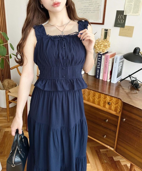 セール】〈マルチWAY〉ウエストシャーリングショルダーフリルビスチェ