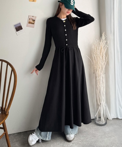 classicalelf(クラシカルエルフ)の「一枚で上品なラク可愛いが完成!ウエストリボンニットワンピース(ロング丈)(ワンピース・レディース・ブラック/ブラウン・MEDIUM/LARGE/X-LARGE/SMALL)」の9枚目の写真