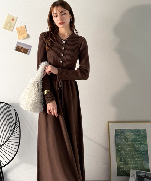 classicalelf(クラシカルエルフ)の「一枚で上品なラク可愛いが完成!ウエストリボンニットワンピース(ロング丈)(ワンピース・レディース・ブラック/ブラウン・MEDIUM/LARGE/X-LARGE/SMALL)」の20枚目の写真