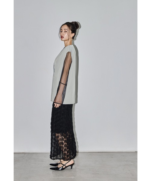 et.UNiVER 3点セット ローズモチーフ ペンシルドレス 結婚式 お呼ばれ ローズレースペンシルドレス 3点セット ベスト キャミワンピース