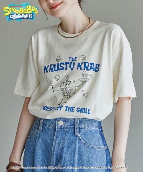 coen(コーエン)の「【SpongeBob / スポンジ・ボブ 別注】グラフィックプリントUNI-Tシャツ(Tシャツ/カットソー・レディース・オフホワイト/その他2/その他3/ダークグレー/その他1/イエロー/ライトピンク/ナチュラル・M/L)」の6枚目の写真