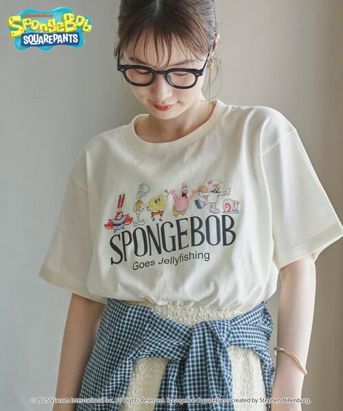 coen(コーエン)の「【SpongeBob / スポンジ・ボブ 別注】グラフィックプリントUNI-Tシャツ(Tシャツ/カットソー・レディース・オフホワイト/その他2/その他3/ダークグレー/その他1/イエロー/ライトピンク/ナチュラル・M/L)」の2枚目の写真