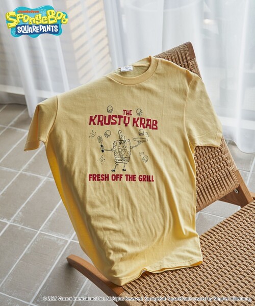 coen(コーエン)の「【SpongeBob / スポンジ・ボブ 別注】グラフィックプリントUNI-Tシャツ(Tシャツ/カットソー・レディース・オフホワイト/その他2/その他3/ダークグレー/その他1/イエロー/ライトピンク/ナチュラル・M/L)」の1枚目の写真