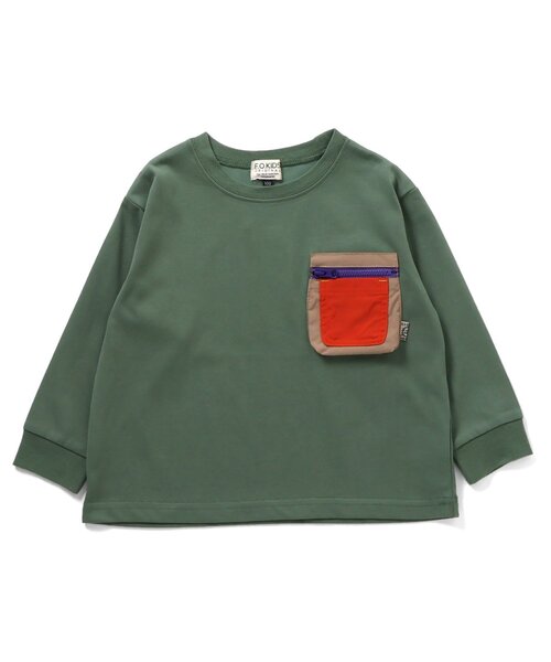 F.O.KIDS（エフオーキッズ）の「UTILITY POCKET 長袖Tシャツ（Tシャツ/カットソー・キッズ・ブラック/ブラウン/グリーン・80/90/100/110/120/130/140/150/160）」の3枚目の写真