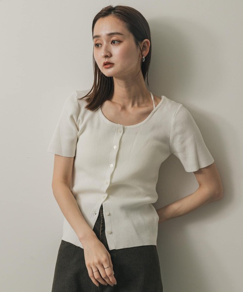 SENSE OF PLACE by URBAN RESEARCH（センスオブプレイスバイアーバンリサーチ）の「アレンジコードコンパクトセーター（ニット/セーター・レディース・モカ/オフホワイト/チャコールグレー・ONE）」の7枚目の写真