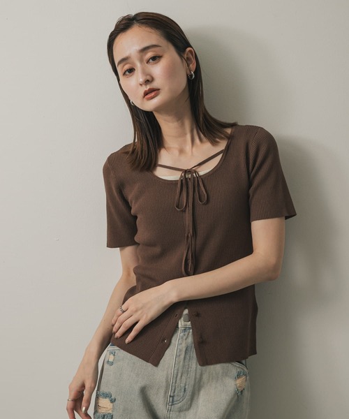 SENSE OF PLACE by URBAN RESEARCH（センスオブプレイスバイアーバンリサーチ）の「アレンジコードコンパクトセーター（ニット/セーター・レディース・モカ/オフホワイト/チャコールグレー・ONE）」の15枚目の写真