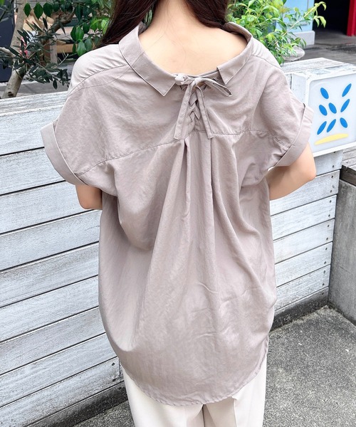 INGNI（イング）の「【WEB限定】【半袖】多種ボタン後ろレースアップタケノコタックシャツ（シャツ/ブラウス・レディース・オフホワイト/グレー系その他/イエロー系その他5/ブラック系1/ネイビー系2/サックスブルー系8・M）」の21枚目の写真