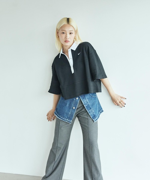 NIKE（ナイキ）の「ナイキ スポーツウェア ウィメンズ オーバーサイズド ショートスリーブ ポロ トップ / Nike Sportswear Women's Oversized Short-Sleeve Polo Top IB2154-010 Black（ポロシャツ・レディース・ブラック・XS/XL/S/M/L）」の9枚目の写真