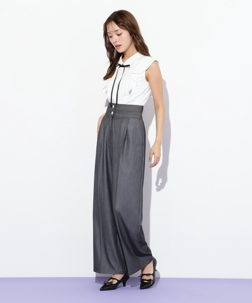 JILL by JILL STUART（ジルバイジルスチュアート）の「◇リボン付きピンタックノースリーブブラウス（シャツ/ブラウス・レディース・ホワイト/ブルー/ピンク・FREE）」の5枚目の写真