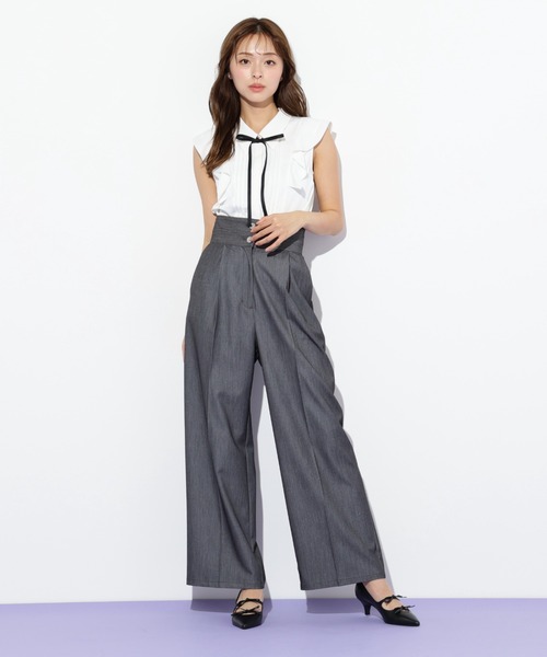 JILL by JILL STUART（ジルバイジルスチュアート）の「◇リボン付きピンタックノースリーブブラウス（シャツ/ブラウス・レディース・ホワイト/ブルー/ピンク・FREE）」の7枚目の写真