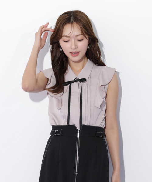 JILL by JILL STUART（ジルバイジルスチュアート）の「◇リボン付きピンタックノースリーブブラウス（シャツ/ブラウス・レディース・ホワイト/ブルー/ピンク・FREE）」の11枚目の写真