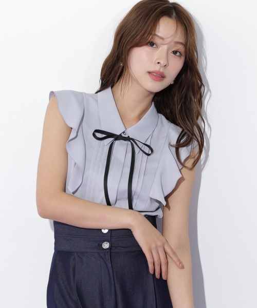 JILL by JILL STUART（ジルバイジルスチュアート）の「◇リボン付きピンタックノースリーブブラウス（シャツ/ブラウス・レディース・ホワイト/ブルー/ピンク・FREE）」の18枚目の写真