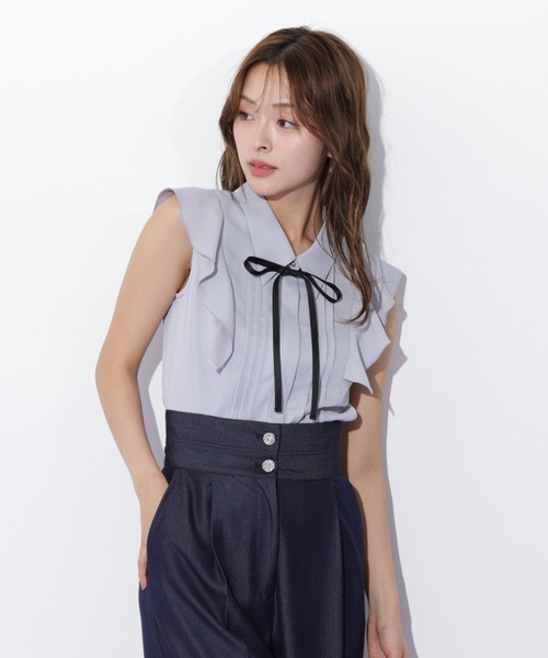 JILL by JILL STUART（ジルバイジルスチュアート）の「◇リボン付きピンタックノースリーブブラウス（シャツ/ブラウス・レディース・ホワイト/ブルー/ピンク・FREE）」の21枚目の写真