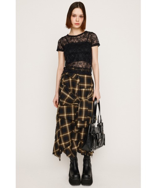SLY(スライ)の「CUT LACE EMBROIDERY T/SH カット レース エンブロイダリー Tシャツ 夏服 秋服 半袖 シアートップス(Tシャツ/カットソー・レディース・ブラック/ベージュ・FREE)」の3枚目の写真