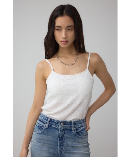 AZUL by moussy（アズールバイマウジー）の「ニュアンスリブキャミソール（キャミソール・レディース・ブラック/オフホワイト・SMALL/MEDIUM）」の4枚目の写真