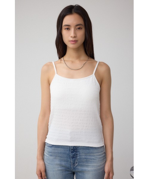 AZUL by moussy（アズールバイマウジー）の「ニュアンスリブキャミソール（キャミソール・レディース・ブラック/オフホワイト・SMALL/MEDIUM）」の6枚目の写真