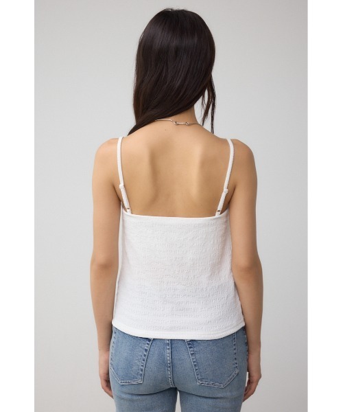 AZUL by moussy（アズールバイマウジー）の「ニュアンスリブキャミソール（キャミソール・レディース・ブラック/オフホワイト・SMALL/MEDIUM）」の8枚目の写真