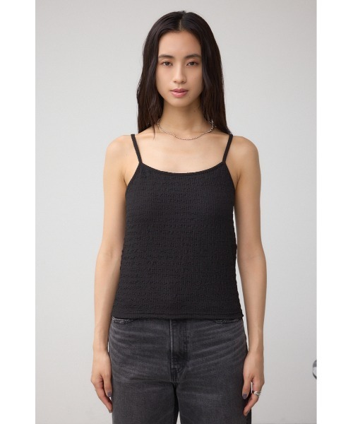 AZUL by moussy（アズールバイマウジー）の「ニュアンスリブキャミソール（キャミソール・レディース・ブラック/オフホワイト・SMALL/MEDIUM）」の16枚目の写真