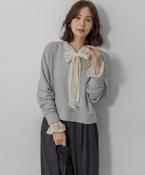 組曲(クミキョク)の「バックプリント裏毛 プルオーバー(Tシャツ/カットソー・レディース・ライトグレー系/ブラック系・S2)」の11枚目の写真