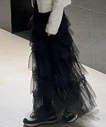 レイヤードチュールスカート