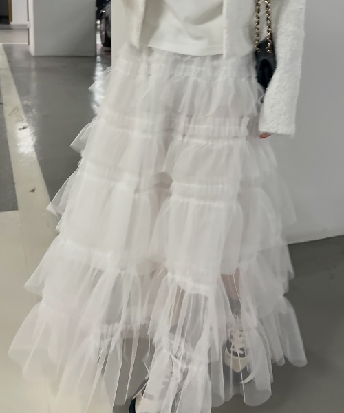 Aelina(エリナ)の「レイヤードチュールスカート(スカート・レディース・ホワイト/ピンク/ブラック・F)」の21枚目の写真