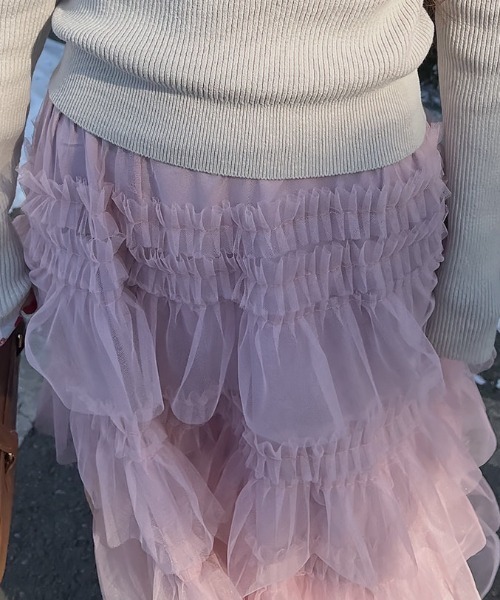 Aelina(エリナ)の「レイヤードチュールスカート(スカート・レディース・ホワイト/ピンク/ブラック・F)」の17枚目の写真