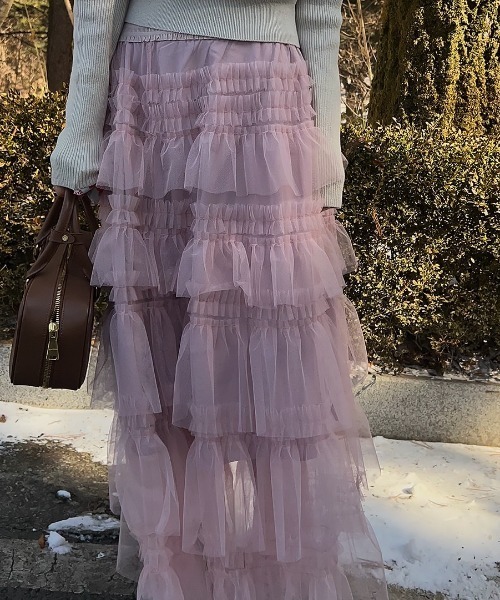 Aelina(エリナ)の「レイヤードチュールスカート(スカート・レディース・ホワイト/ピンク/ブラック・F)」の18枚目の写真