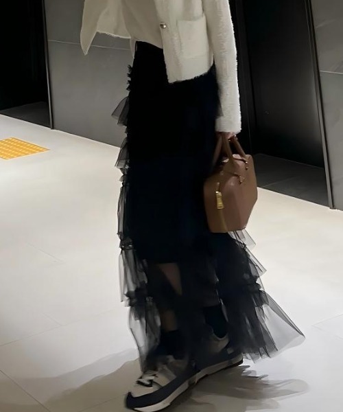 Aelina(エリナ)の「レイヤードチュールスカート(スカート・レディース・ホワイト/ピンク/ブラック・F)」の7枚目の写真