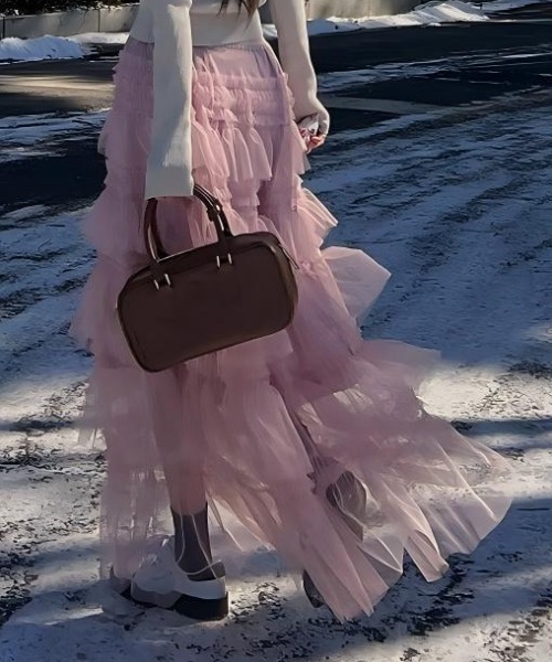 Aelina(エリナ)の「レイヤードチュールスカート(スカート・レディース・ホワイト/ピンク/ブラック・F)」の11枚目の写真