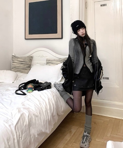 ViViDAY(ビビデー)の「ダブルジップニットトップス(ニット/セーター・レディース・グレー/グリーン・M)」の3枚目の写真