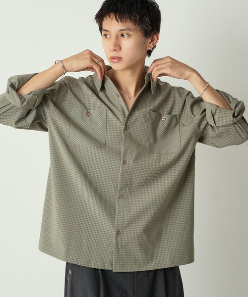 Adoon plain（アドーンプレーン）の「Long Sleeve Check Shirt / ロングスリーブチェックシャツ 【2025AW】（シャツ/ブラウス・メンズ・ブラック/カーキ/ブラウン・MEDIUM/LARGE）」の6枚目の写真