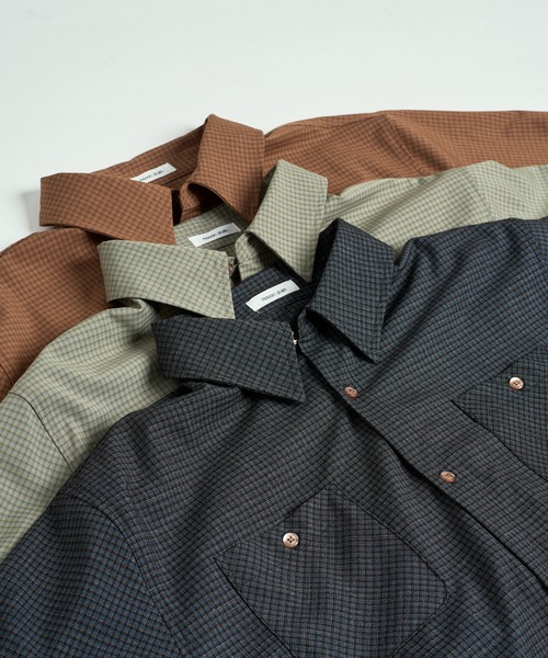 Adoon plain（アドーンプレーン）の「Long Sleeve Check Shirt / ロングスリーブチェックシャツ 【2025AW】（シャツ/ブラウス・メンズ・ブラック/カーキ/ブラウン・MEDIUM/LARGE）」の4枚目の写真