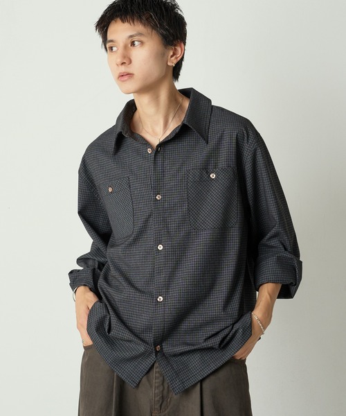 Adoon plain（アドーンプレーン）の「Long Sleeve Check Shirt / ロングスリーブチェックシャツ 【2025AW】（シャツ/ブラウス・メンズ・ブラック/カーキ/ブラウン・MEDIUM/LARGE）」の5枚目の写真