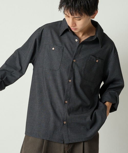 Adoon plain（アドーンプレーン）の「Long Sleeve Check Shirt / ロングスリーブチェックシャツ 【2025AW】（シャツ/ブラウス・メンズ・ブラック/カーキ/ブラウン・MEDIUM/LARGE）」の10枚目の写真