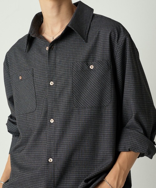 Adoon plain（アドーンプレーン）の「Long Sleeve Check Shirt / ロングスリーブチェックシャツ 【2025AW】（シャツ/ブラウス・メンズ・ブラック/カーキ/ブラウン・MEDIUM/LARGE）」の20枚目の写真