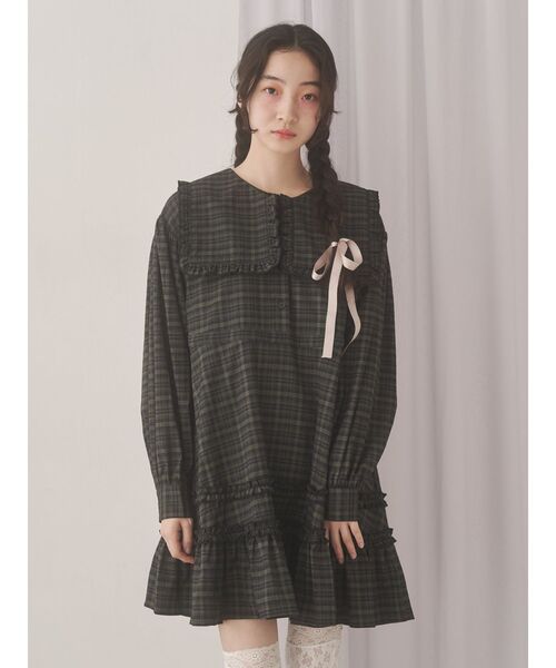 merry jenny（メリージェニー）の「checkスクエアカラーミニワンピース（ワンピース・レディース・レッド/グリーン/ブラウン・FREE）」の16枚目の写真