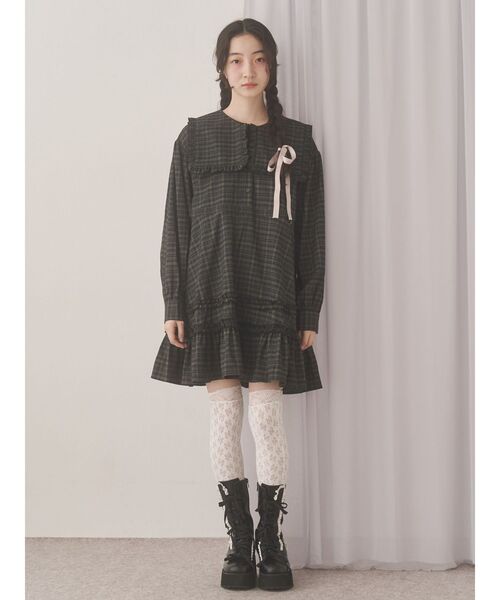 merry jenny（メリージェニー）の「checkスクエアカラーミニワンピース（ワンピース・レディース・レッド/グリーン/ブラウン・FREE）」の13枚目の写真