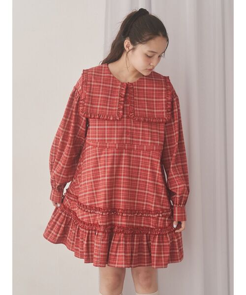 merry jenny（メリージェニー）の「checkスクエアカラーミニワンピース（ワンピース・レディース・レッド/グリーン/ブラウン・FREE）」の22枚目の写真
