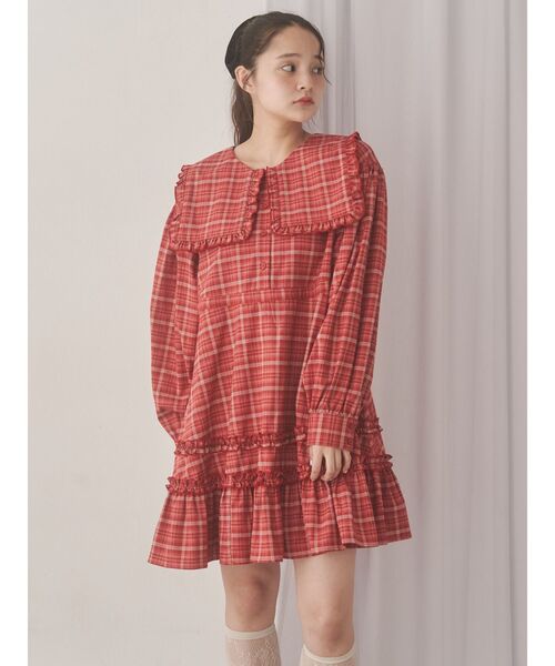 merry jenny（メリージェニー）の「checkスクエアカラーミニワンピース（ワンピース・レディース・レッド/グリーン/ブラウン・FREE）」の21枚目の写真