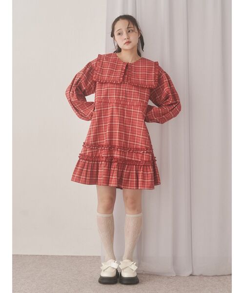 merry jenny（メリージェニー）の「checkスクエアカラーミニワンピース（ワンピース・レディース・レッド/グリーン/ブラウン・FREE）」の19枚目の写真