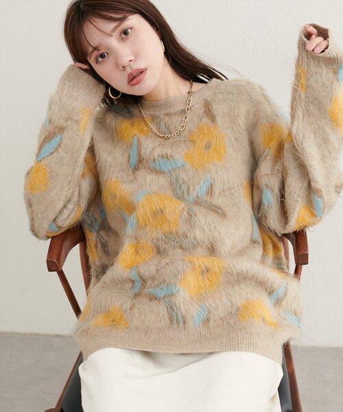 natural couture（ナチュラルクチュール）の「花柄ジャガードシャギー