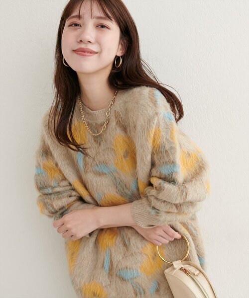 natural couture（ナチュラルクチュール）の「花柄ジャガードシャギー